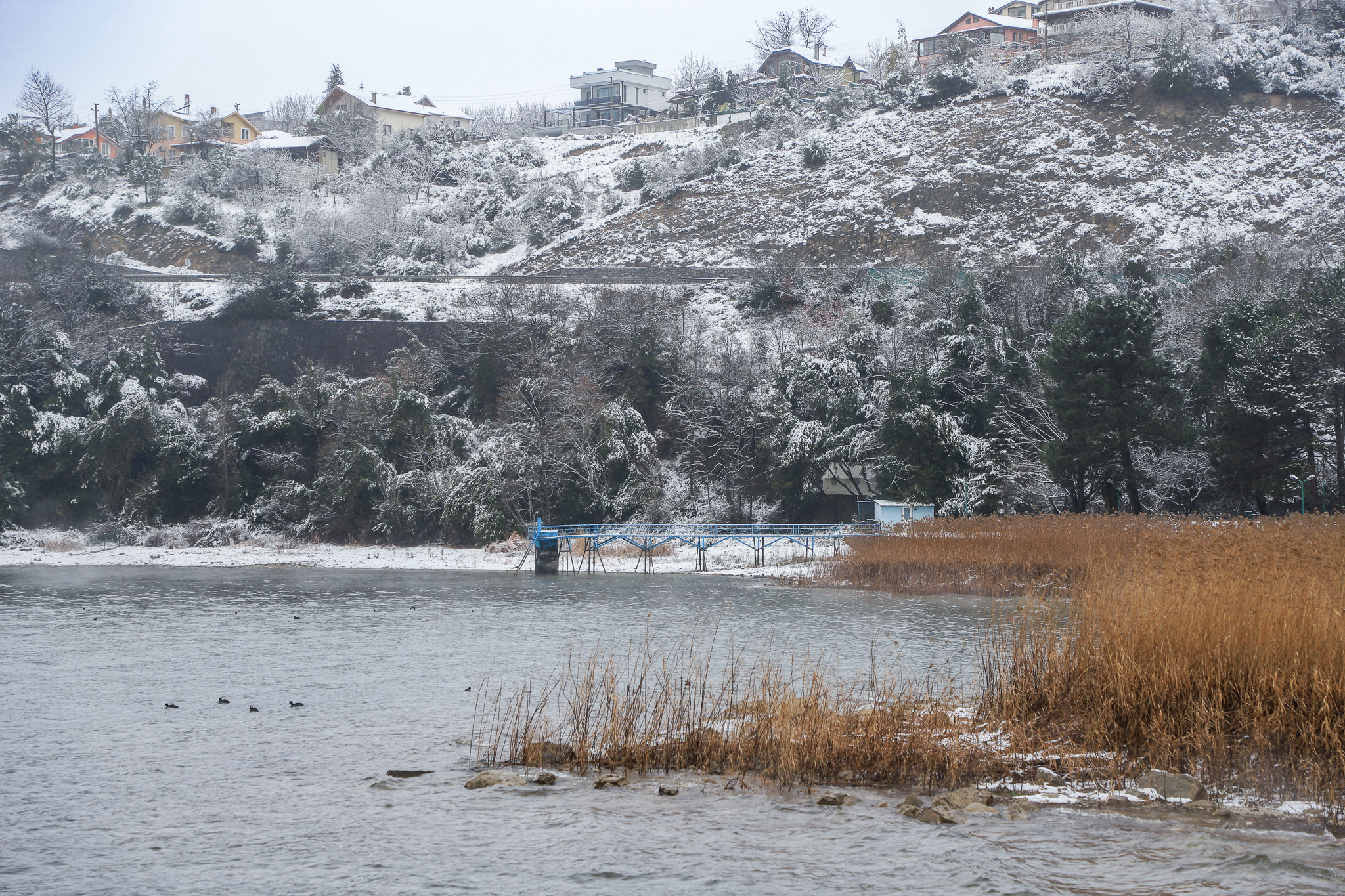 Sapanca Gölü’nde kar bereketi