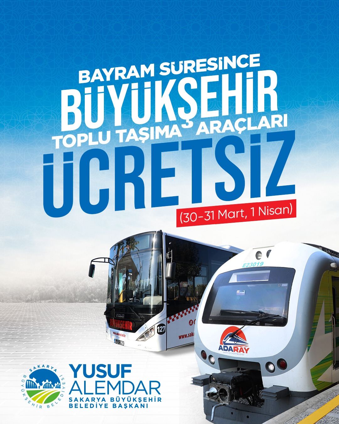 Ulaşım bayramda ücretsiz