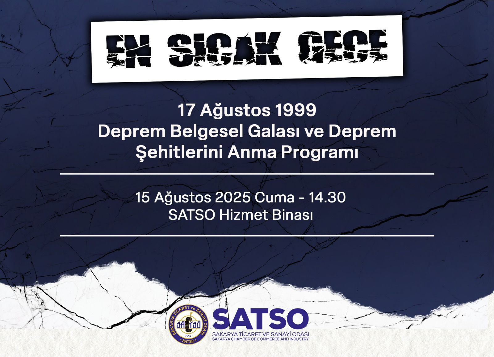 SATSO deprem felaketini anacak