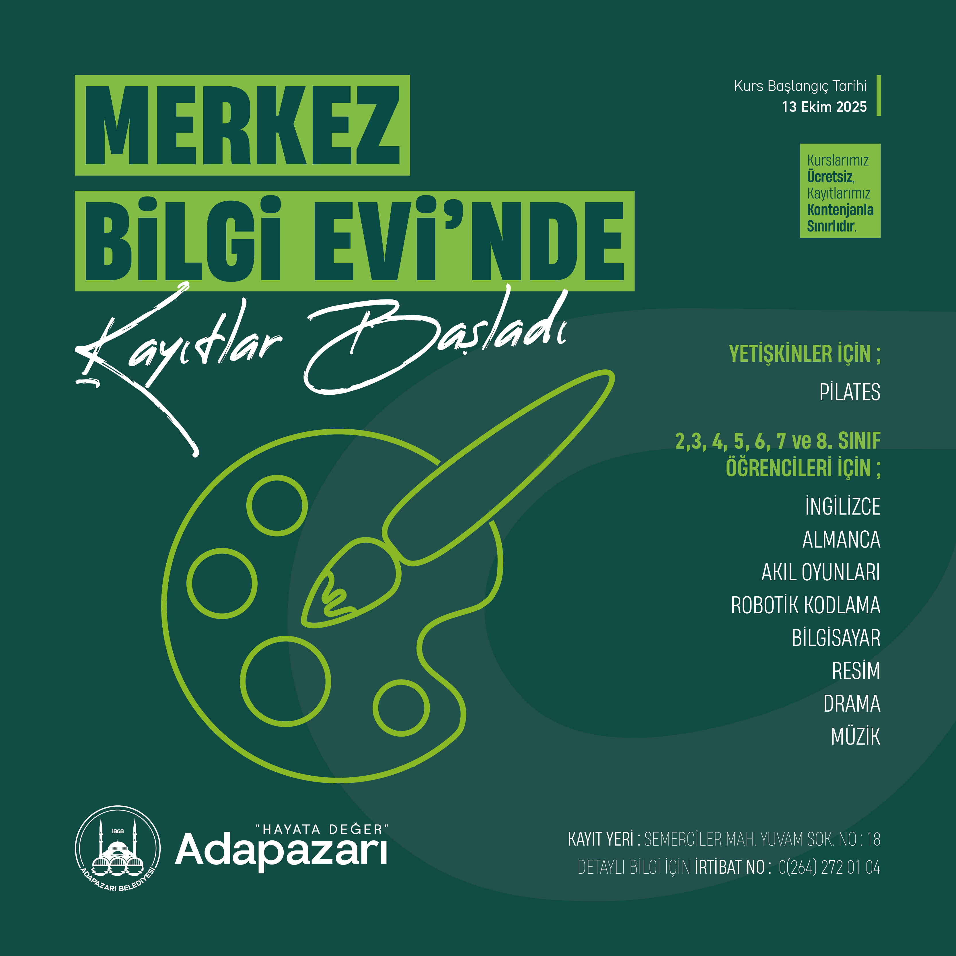 Bilgi ve Millet Evleri’nde Kurslar Başlıyor