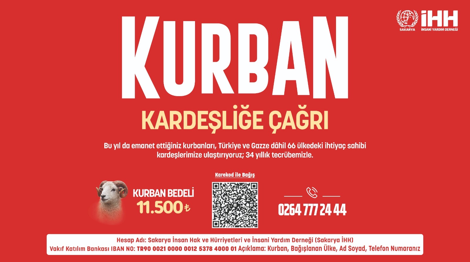 Sakarya İHH 62 ülkede kurban kesecek