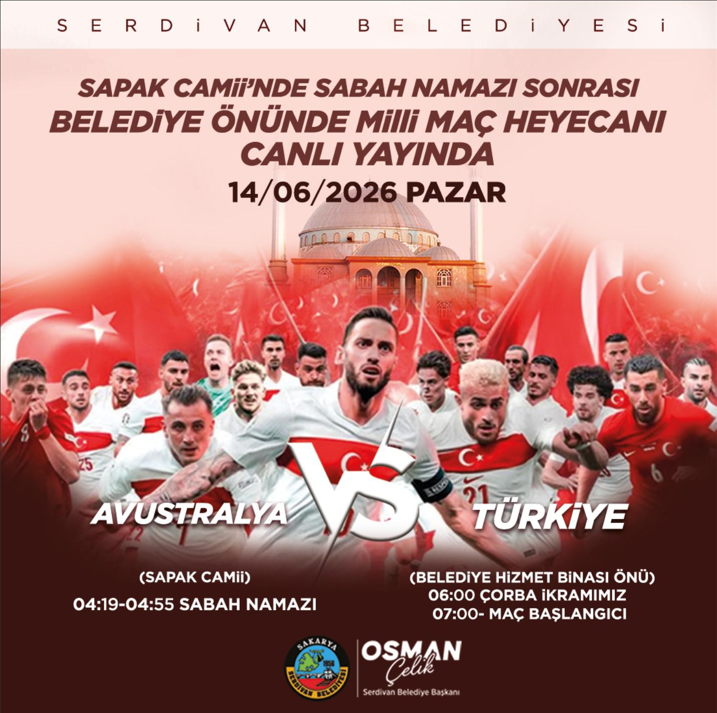 Serdivan’da Milli Maç Heyecanı Başlıyor