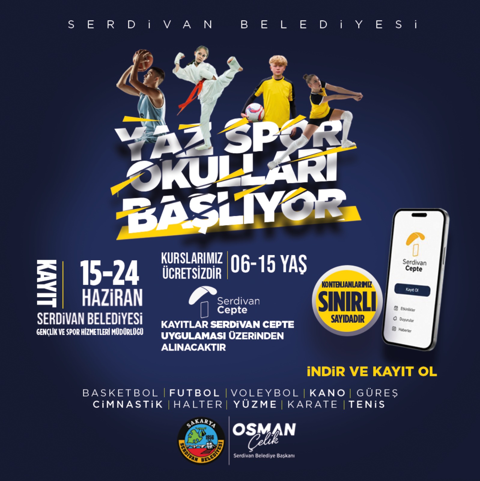 Serdivan Belediyesi Yaz Spor Okulları Başlıyor